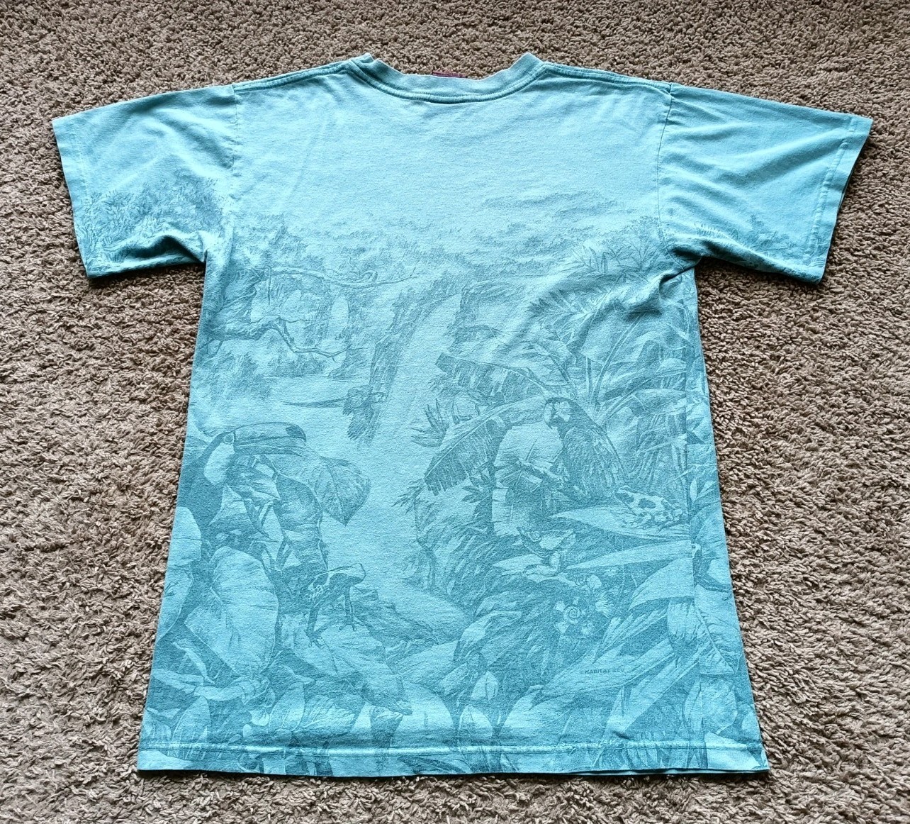 Vintage Habitat Wilderness T-Shirt Men’s Size Large All Over Print Animal Blue