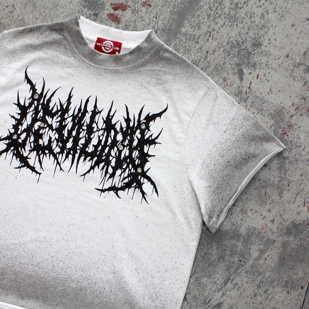 Gothic Boxy Shirt Faded Distressed Grunge Punk Rock Medium White Japanese Brand