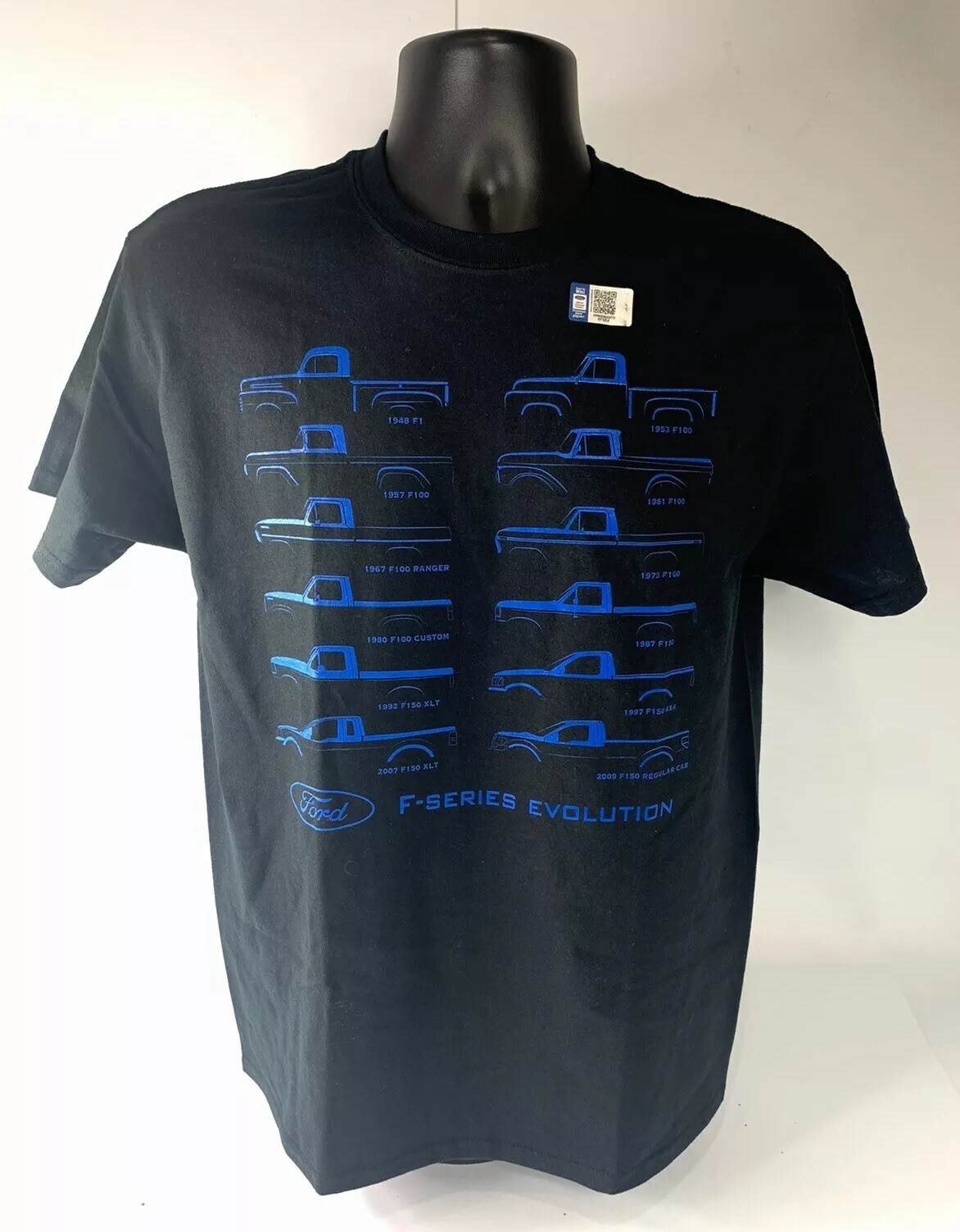 Ford Truck Evolution T-Shirt – Black w/ Blue 1948-09 F-100 & F-150 Body Styles