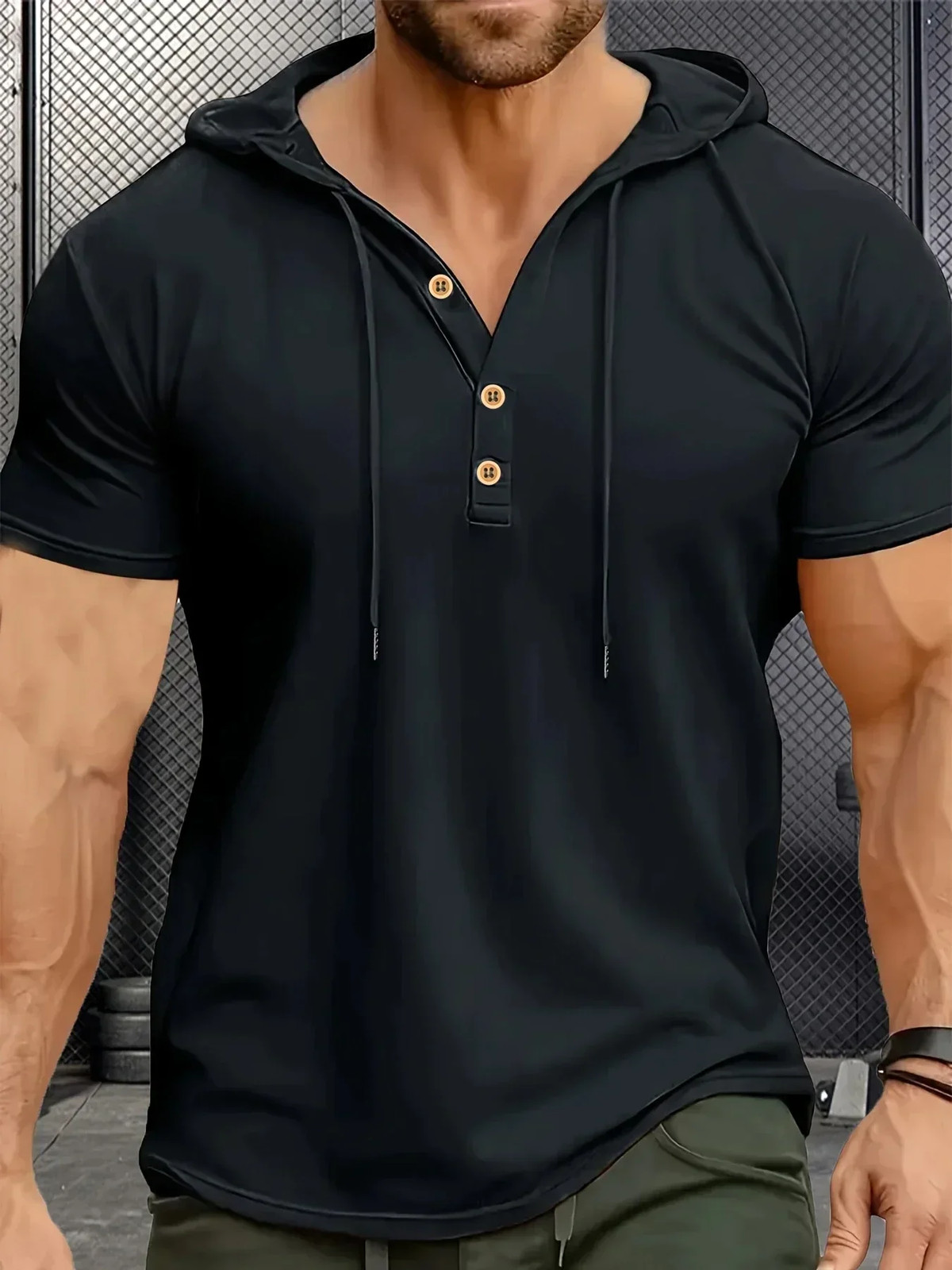 Men’s T Shirt Summer Slim Fitness Hooded Short-Sleeved Tees Male Lightweight