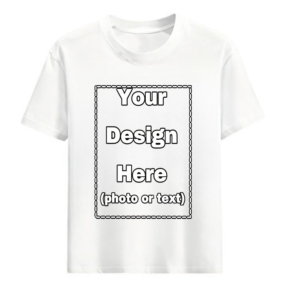 Print Your Photo Text Logo Custom DIY Cotton Tee Personalized Unisex Soft Top