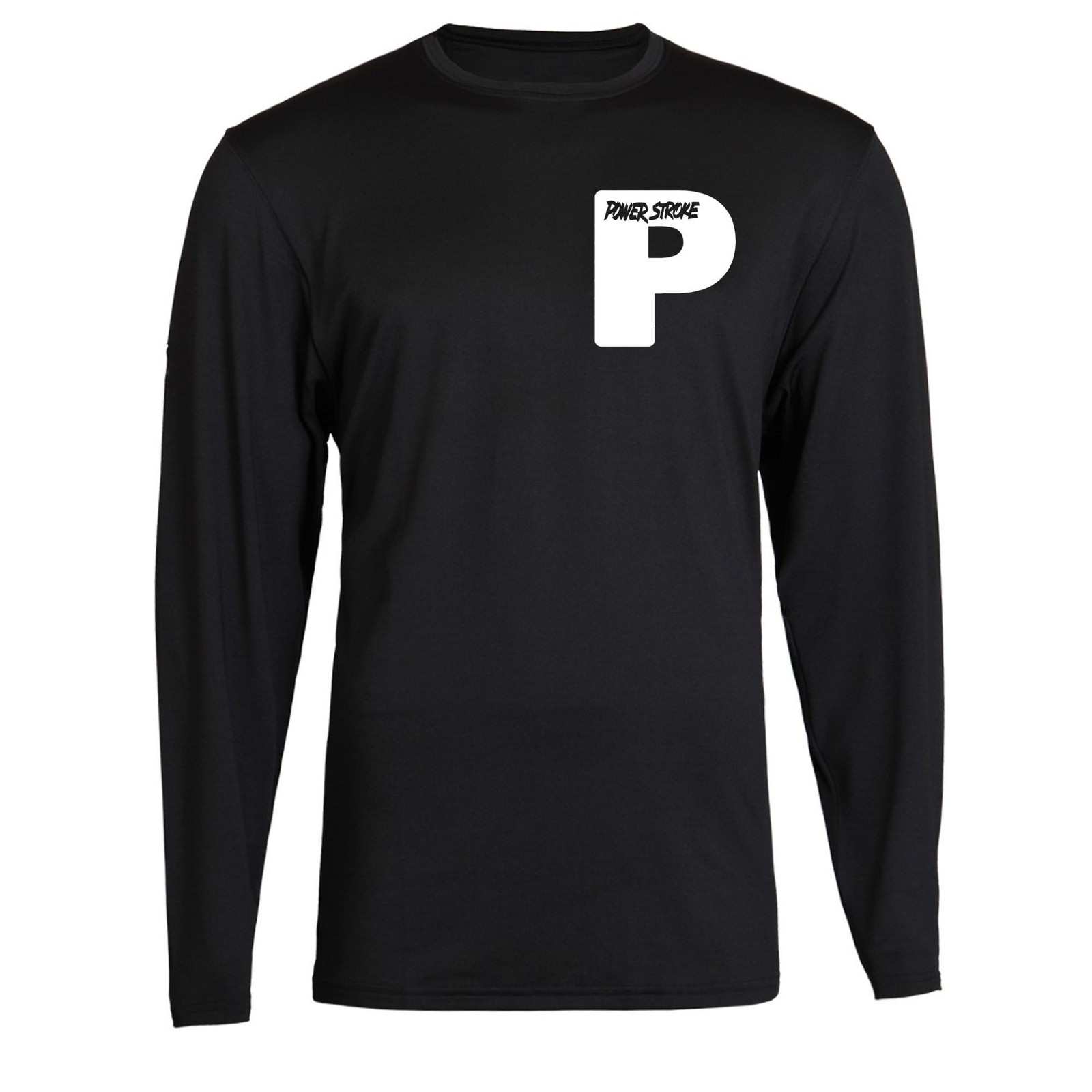 White Powerstroke Small P T-Shirt Unisex Black Color Front S – 2XL Long Sleeve