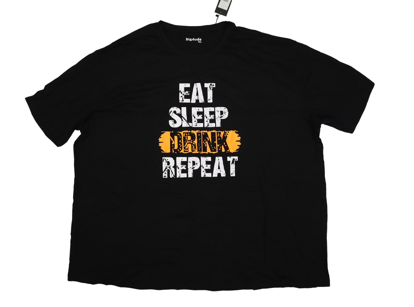 Bigdude Shirt Mens 8XL Black Eat Sleep Drink Repeat Funny Graphic Tee T-Shirt