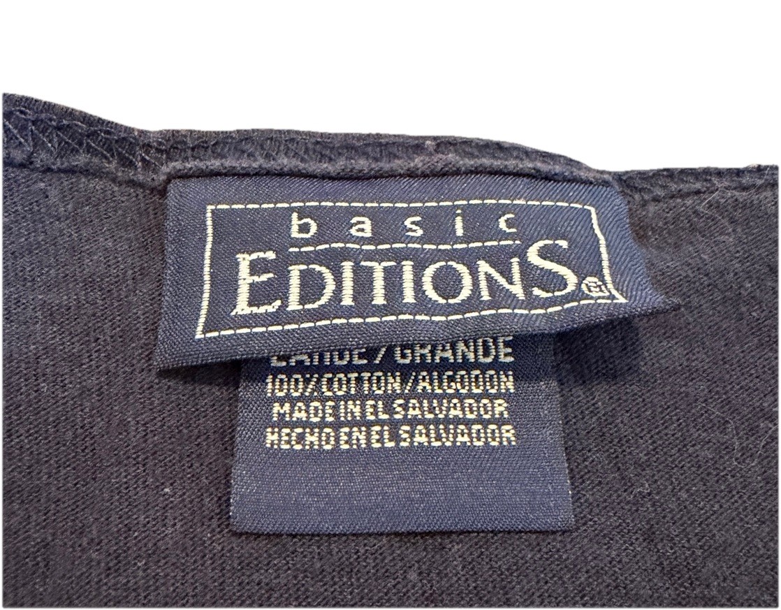 Basic Editions Black 100% Cotton Tank Top Men’s L Sleeveless VTG sunfaded 90’s