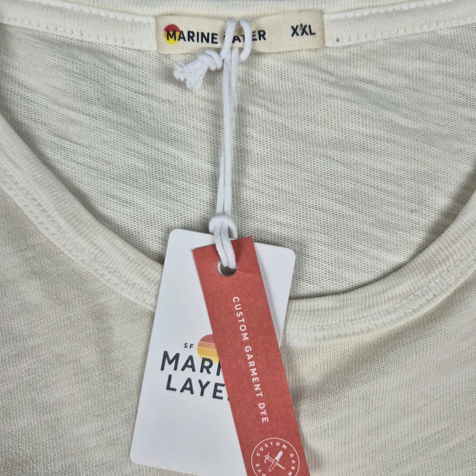 Marine Layer Tee Mens XXL Vintage Heavy Slub Pocket Antique Cream Short Sleeve