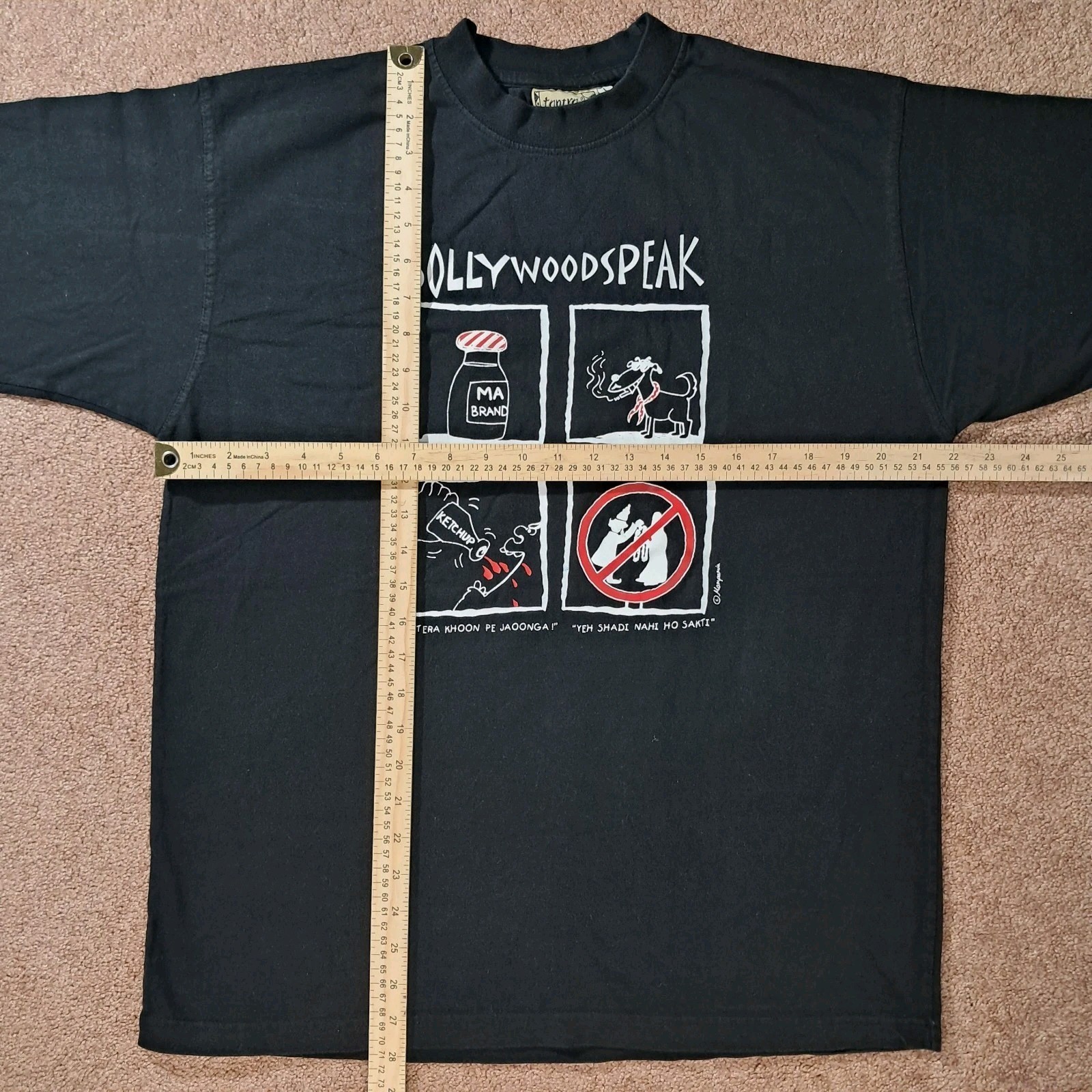 Vintage Tantra India Bollywood Speak Dhobi Graphic T-Shirt Size L Black Tee