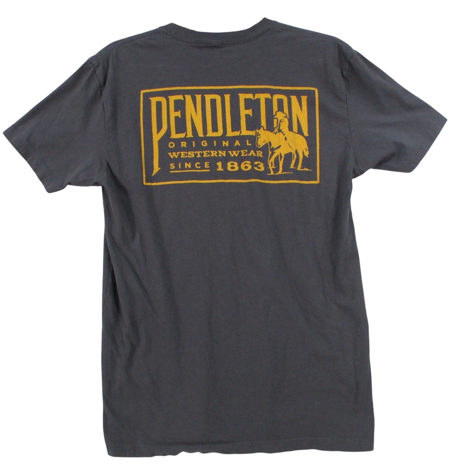 Pendleton Mens Graphic T-Shirt Gray Western Wear Horse Cowboy Logo Size M