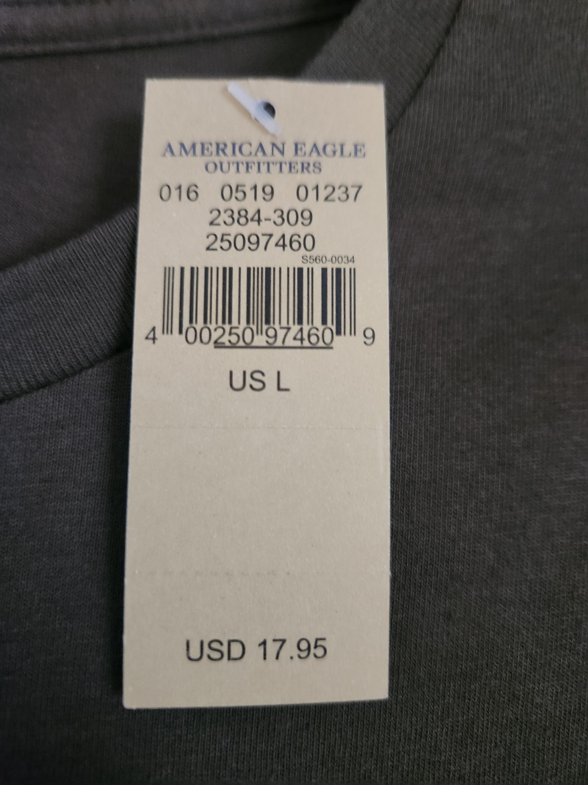 Mens American Eagle Outfitters Seriously Soft Green Logo T-Shirt Size Large NWT