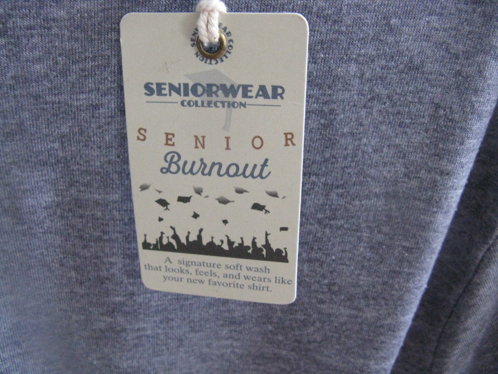 Men’s Gray Soft Pullover Tee Sz L by Seniorwear Collection Senior Burnout NWT