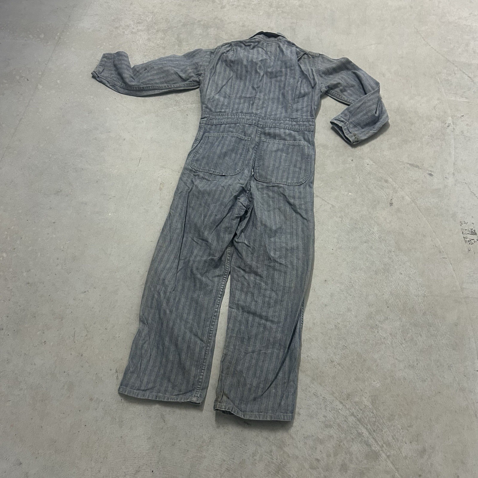 True Vintage 30s/40s Striped Coverall Sanfordized Jumpsuit Distressed Size 12