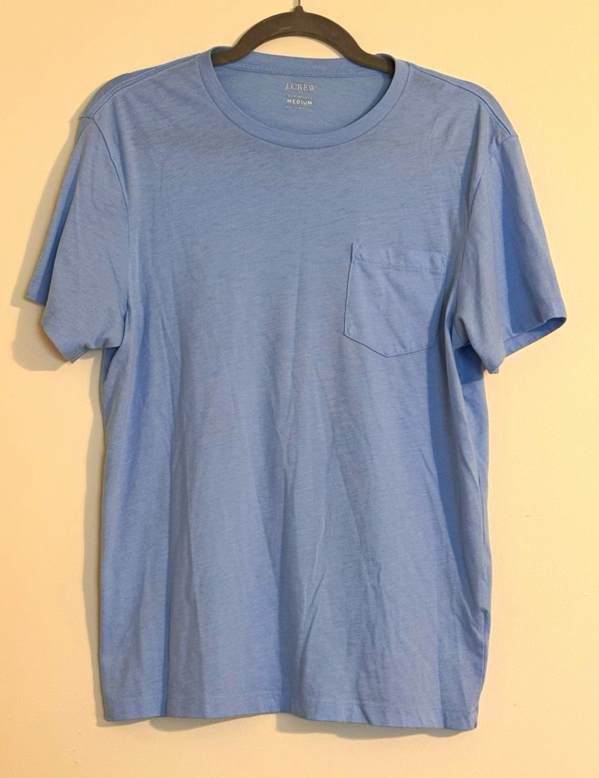 J.Crew Slim-Washed Men’s Slim Fit Short Sleeve Crew Neck Pocket T-Shirt Blue M