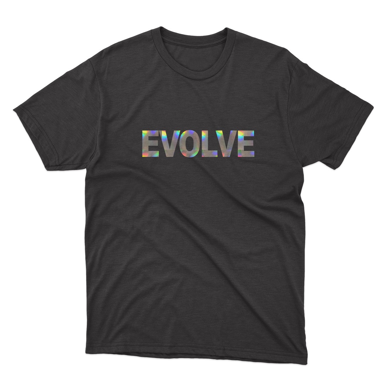 EVOLVE Black T-Shirt | Silver Holographic / Hologram Text