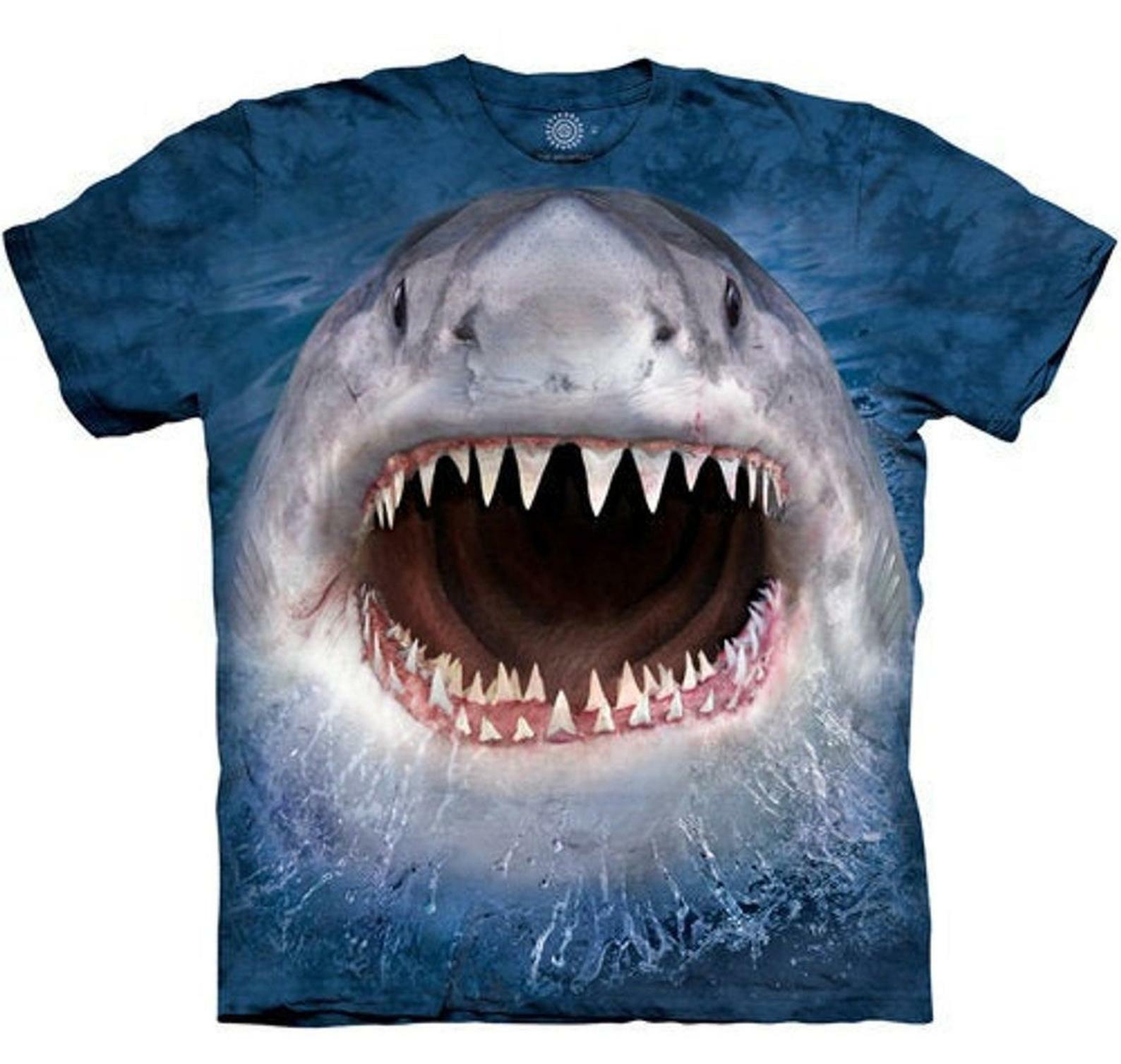 Wicked Nasty Shark Teeth Jaws Blue Aquatic Fish Tank The Mountain T-Shirt L-4X