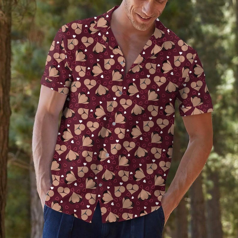 Funny Heart Hawaiian Shirt Adult Humor Aloha Vacation Couple Party Shirt