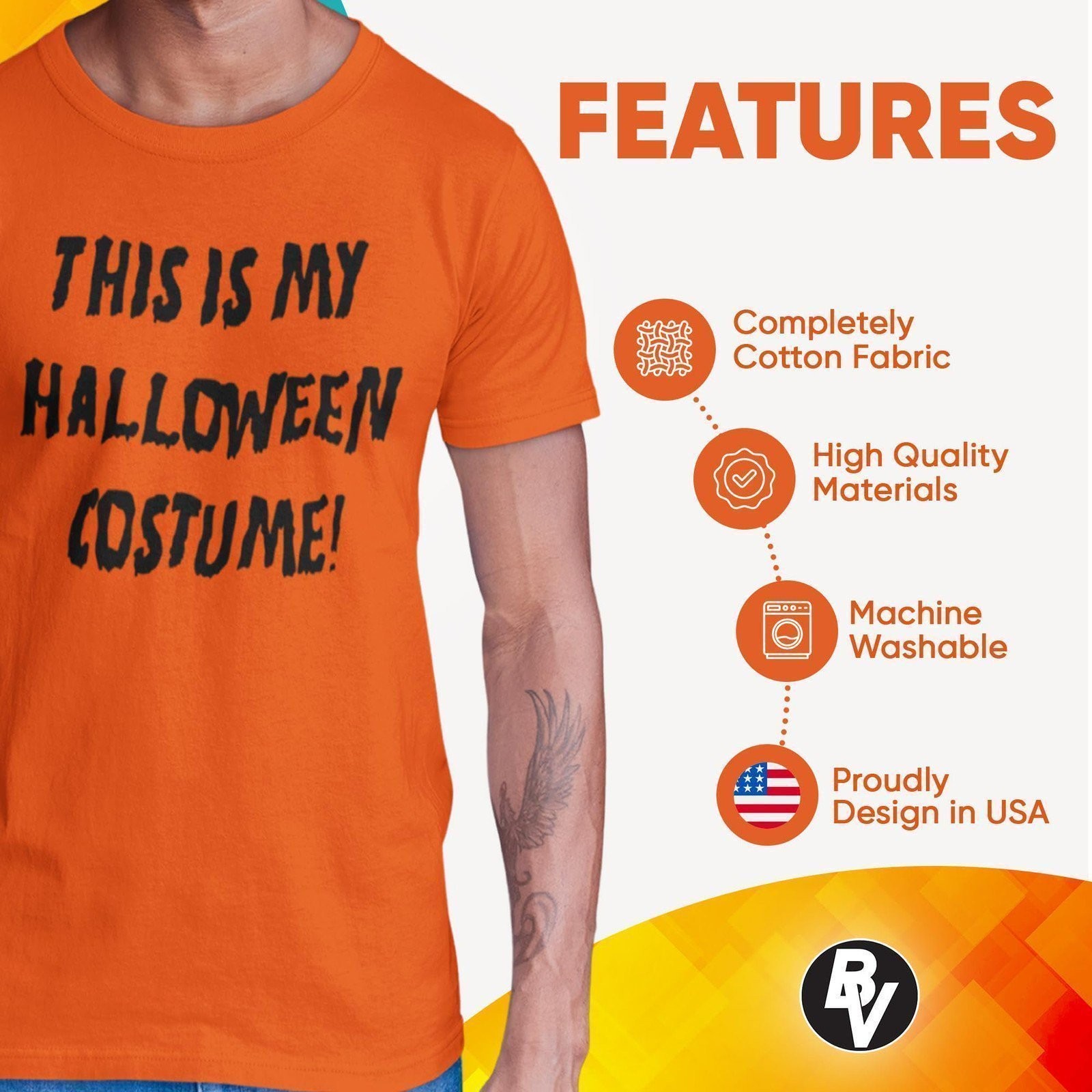 BROOKLYN VERTICAL Adult Halloween Printed T-Shirts Jack O’ Lantern Pumpkin Skele