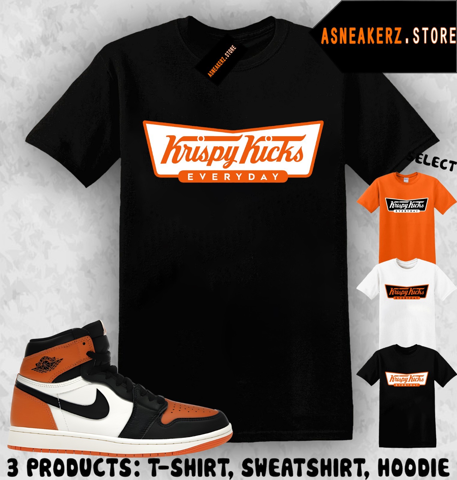 Shirt Matching AJ 1 High OG Shattered Backboard 2025 Match Sneaker Krispy Kicks
