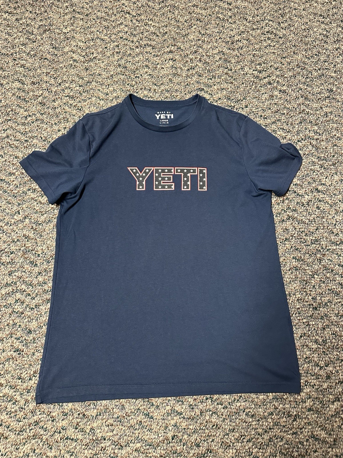 Men’s Yeti Blue American Flag T Shirt Large Light Weight Stretch