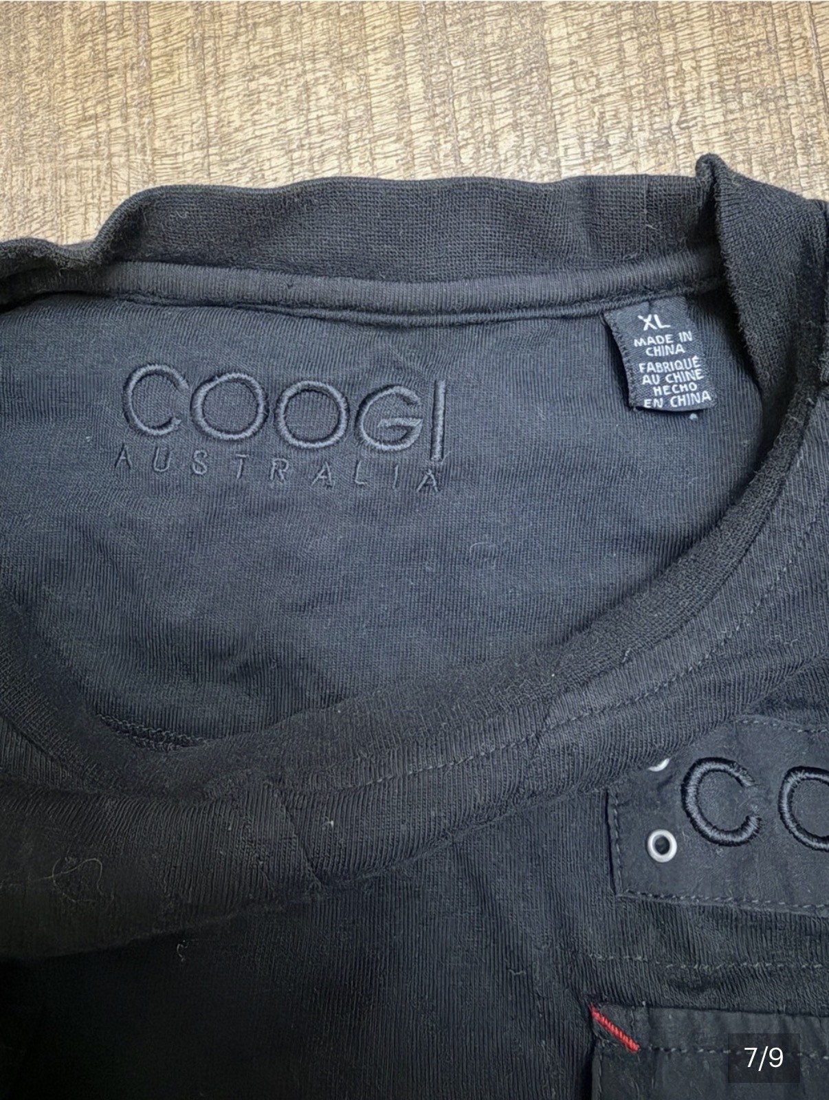 Vintage Coogi 1969 Black Long Sleeve Crew Neck Pocket Knit Cotton Shirt Men’s XL