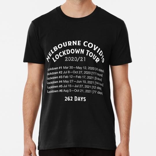 Melbourne Covid19 Lockdown Tours White Text S to 5XL Made in the USA T-Shirt