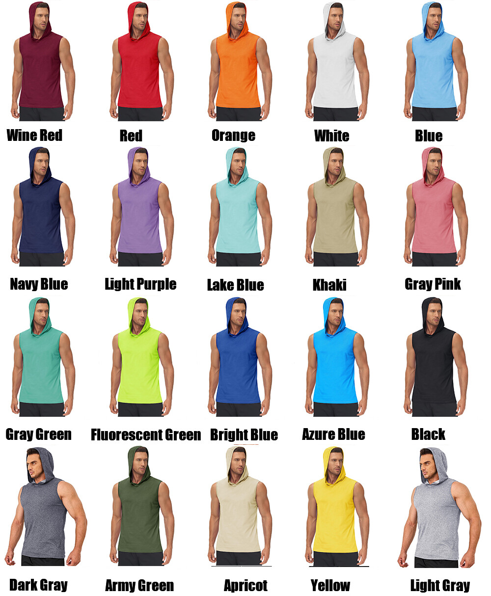 Men’s Hoodie Sleeveless Muscle Shirts Gym Workout Casual Running Sport Summer T