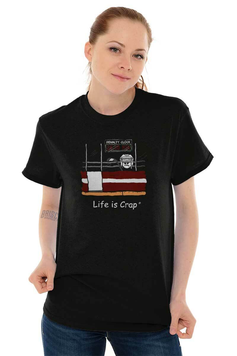 Life is Crap Hockey Penalty Box Sports Gift Mens Short Sleeve Crewneck Tee