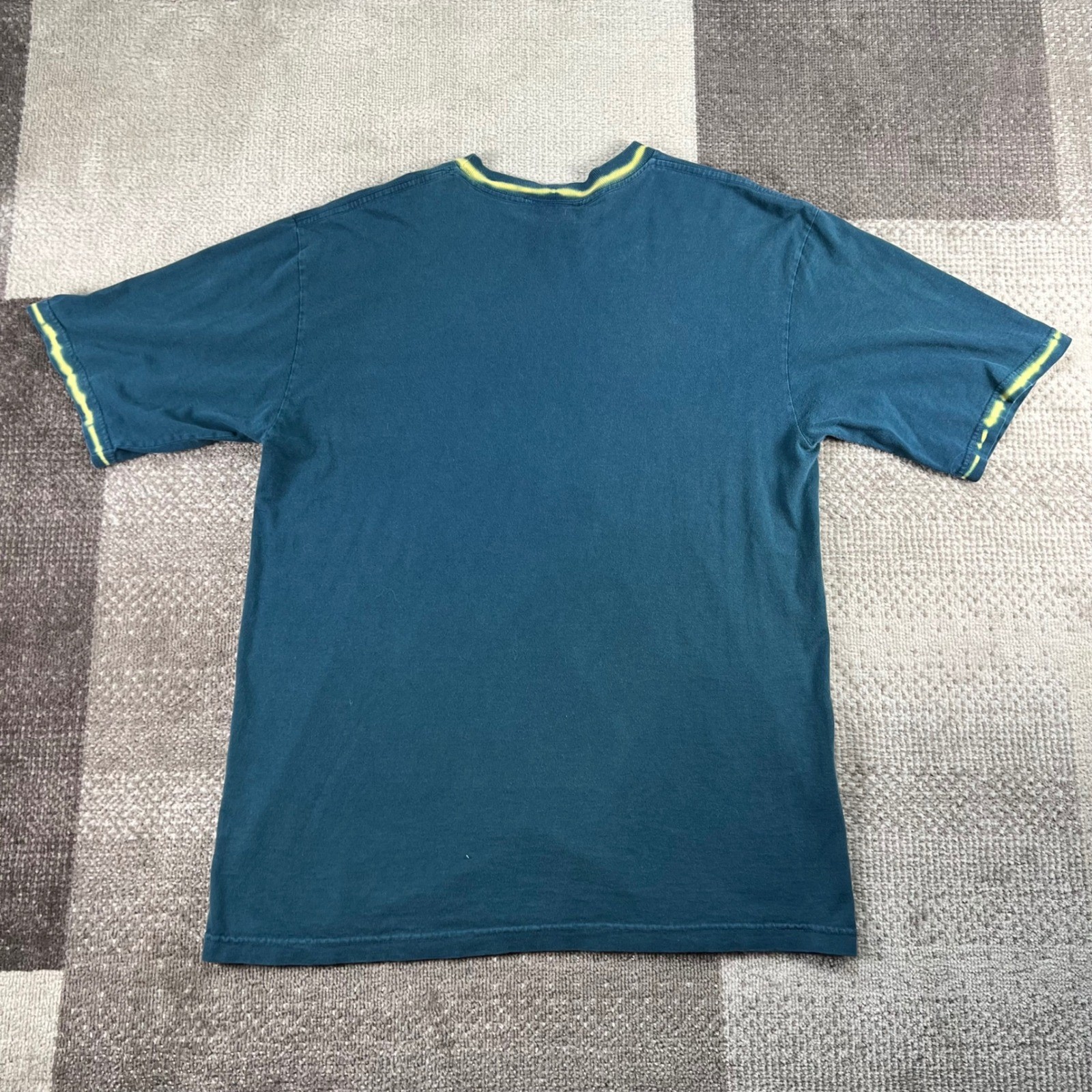 Basic Editions Mens Dragon Graphic T-Shirt Teal Blue Green Y2K Grunge XL