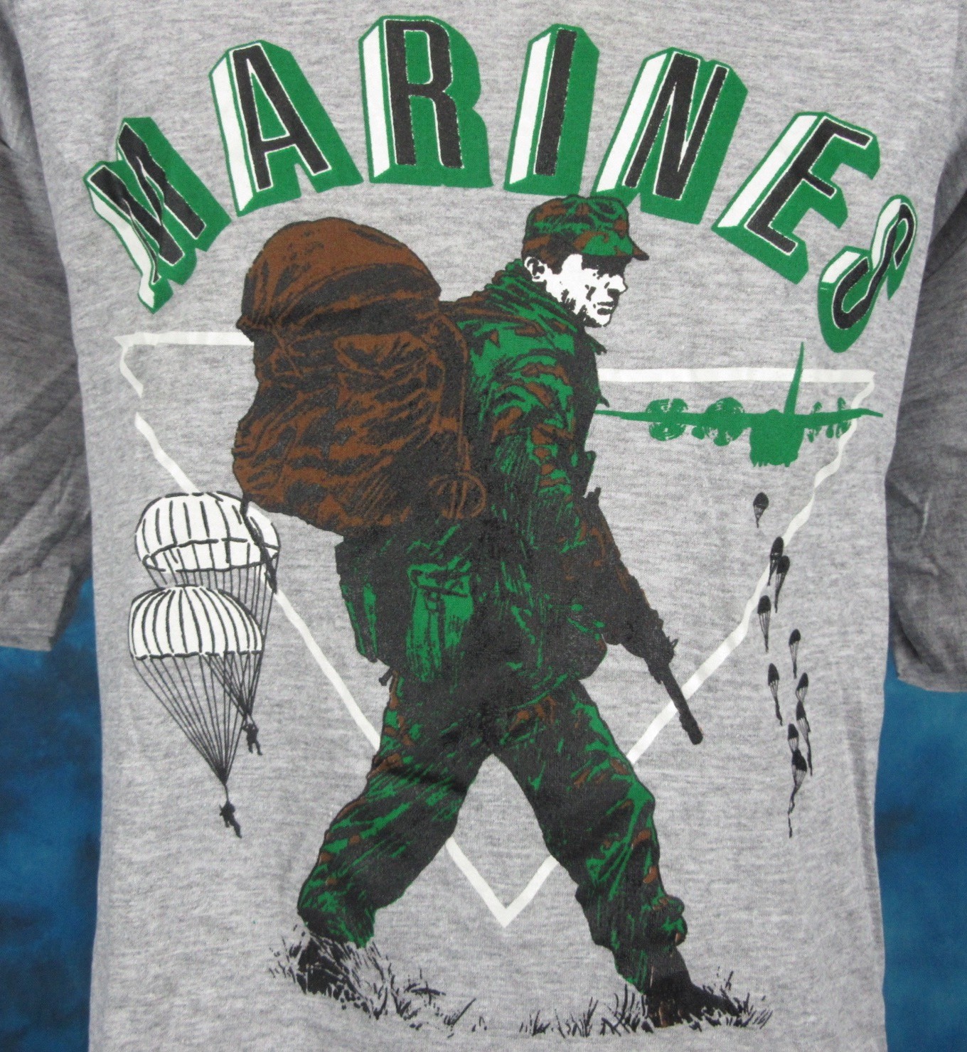 vtg 80s RAYON TRI-BLEND USMC UNITED STATES MARINE CORPS T-Shirt XL single stitch