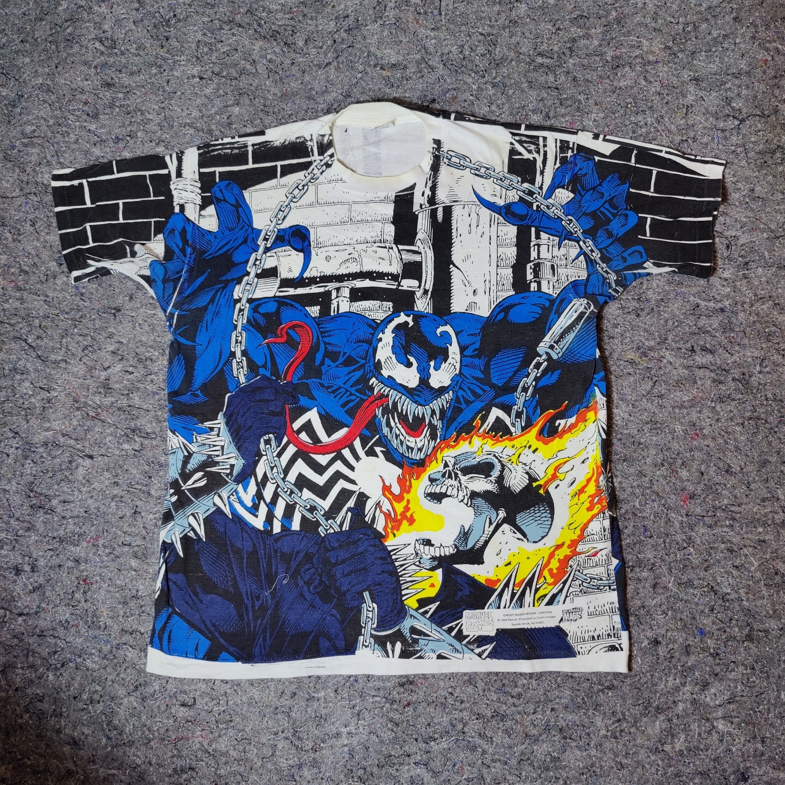 RARE 1994 Marvel Venom Ghost Rider All Over Print AOP T Shirt Mens XL Fruit Loom
