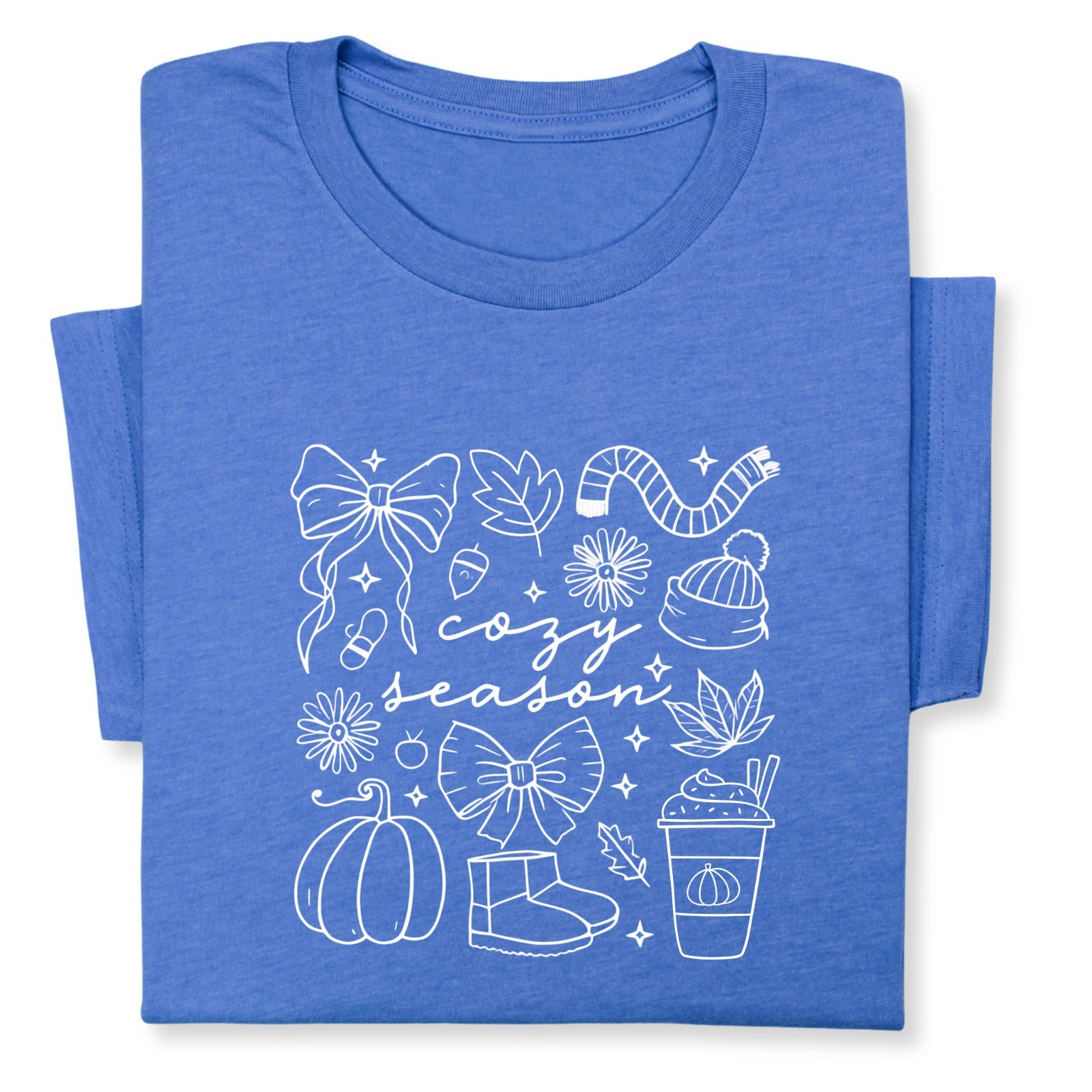 Cozy Season Fall Doodle T-Shirt, Pumpkin Coffee Autumn Graphic Tee