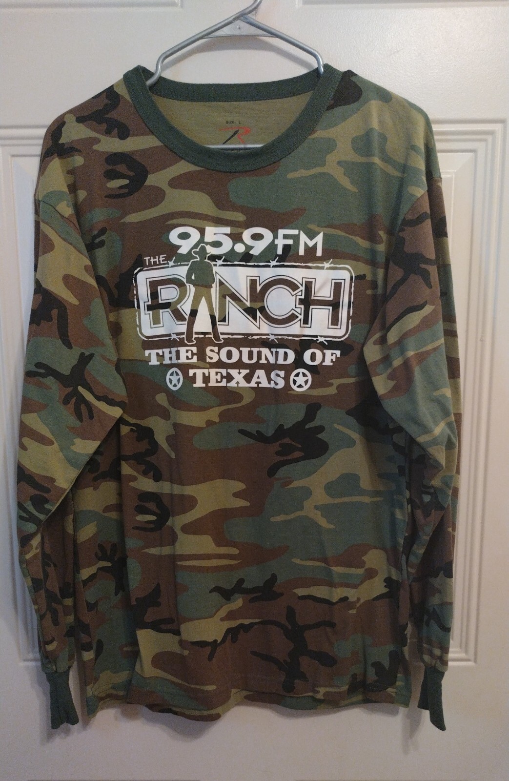 The Ranch 95.9 FM Shirt Large Sound of Texas Country Camo Radio Music Green BG11