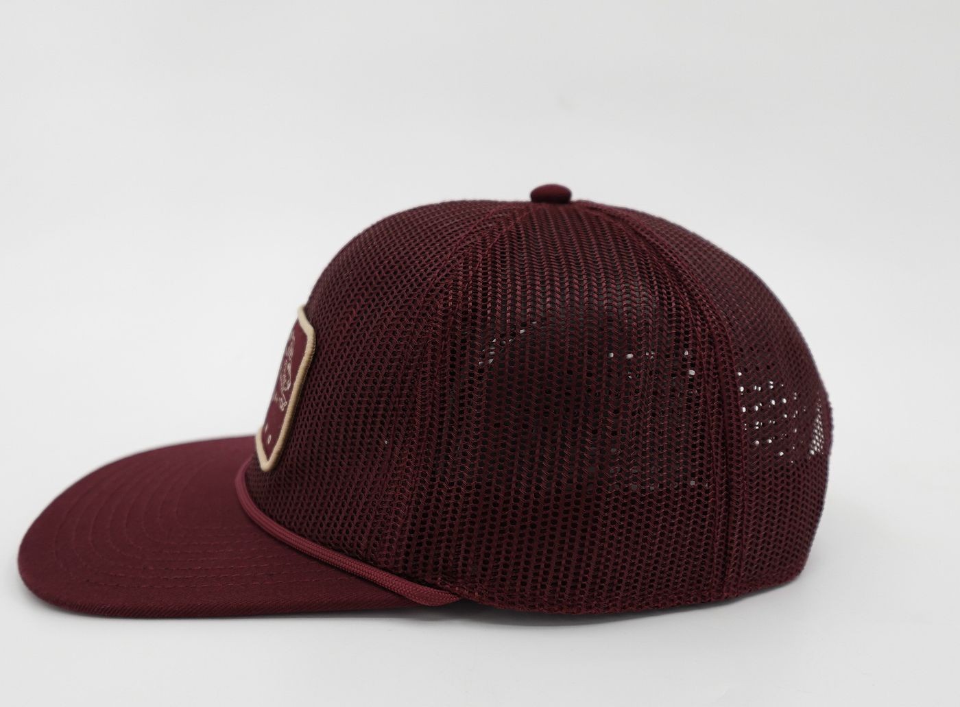Poncho Outdoors Hat cap Mens Maroon Javelina Patch Trucker Snapback Mesh Fishing