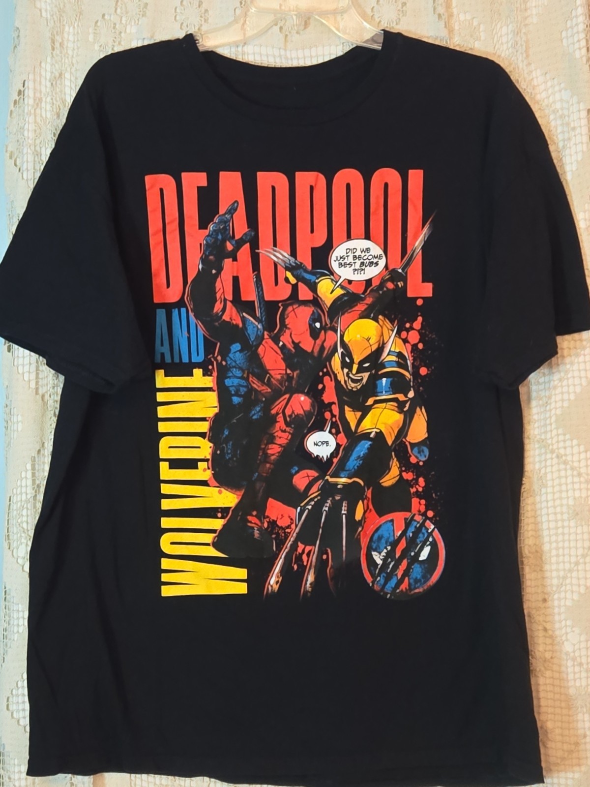 Marvel Studio DEADPOOL & WOLVERINE Graphic T Shirt 100% Cotton Black Size XL