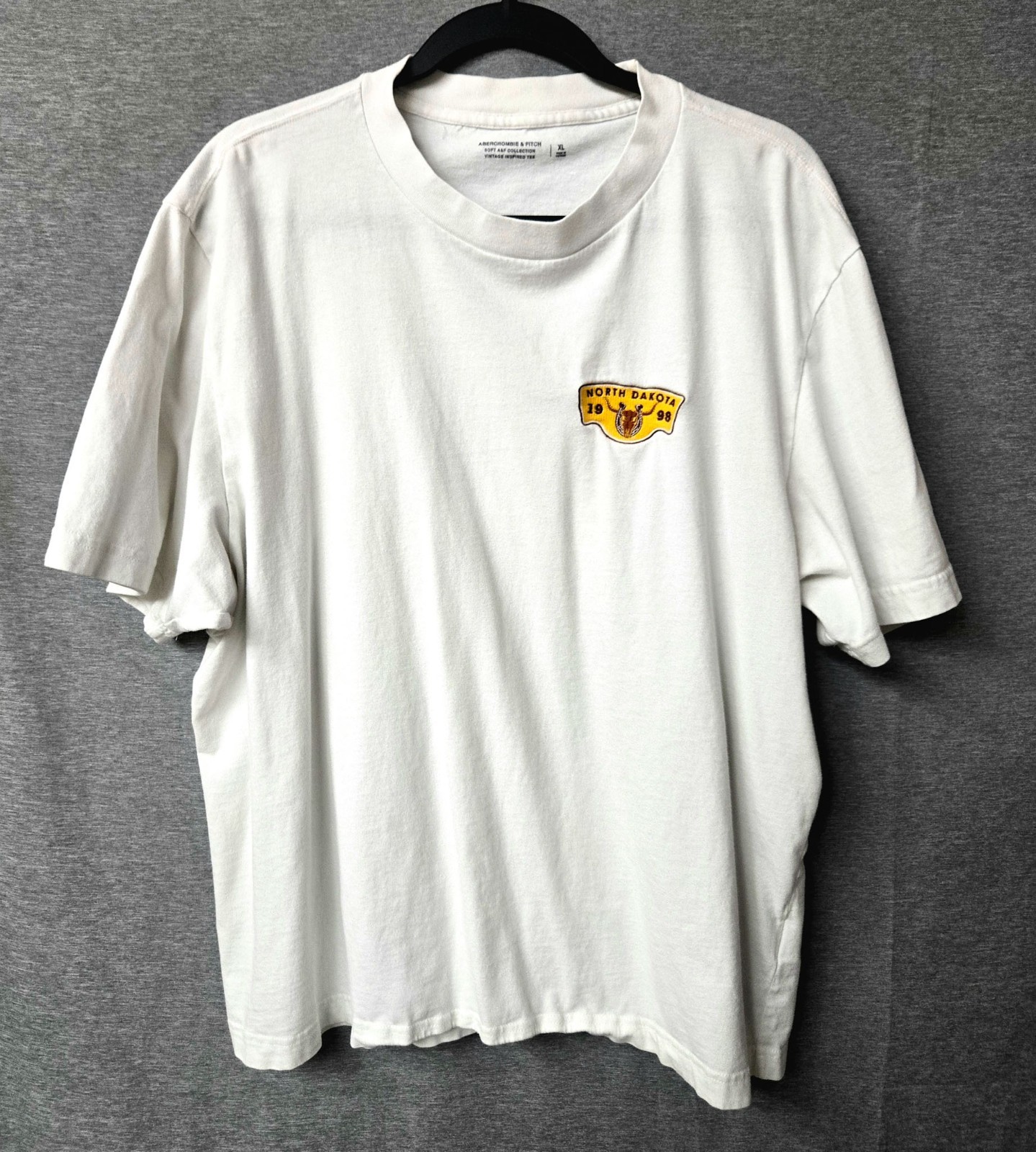 Abercrombie Fitch Patches Graphic Tee XL White North Dakota Mount Rainier