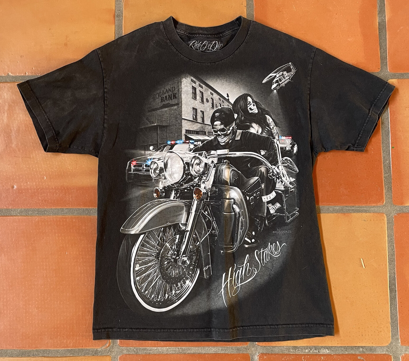 Ride Or Die Black Large T Shirt Graphic Print Tee High Stakes 2016 D Gonzales
