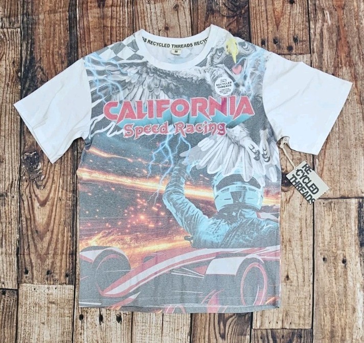 Recycled Threads California Speed Racing T Shirt M Front Back Graphic NWT Eagle