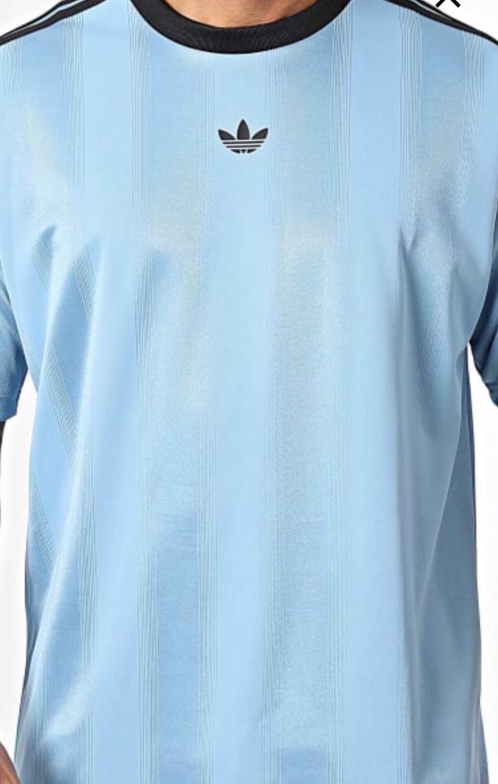 NEW MENS ADIDAS ORIGINALS Large TREFOIL POLY TEE SHIRT Jacquard Ash Blue Black