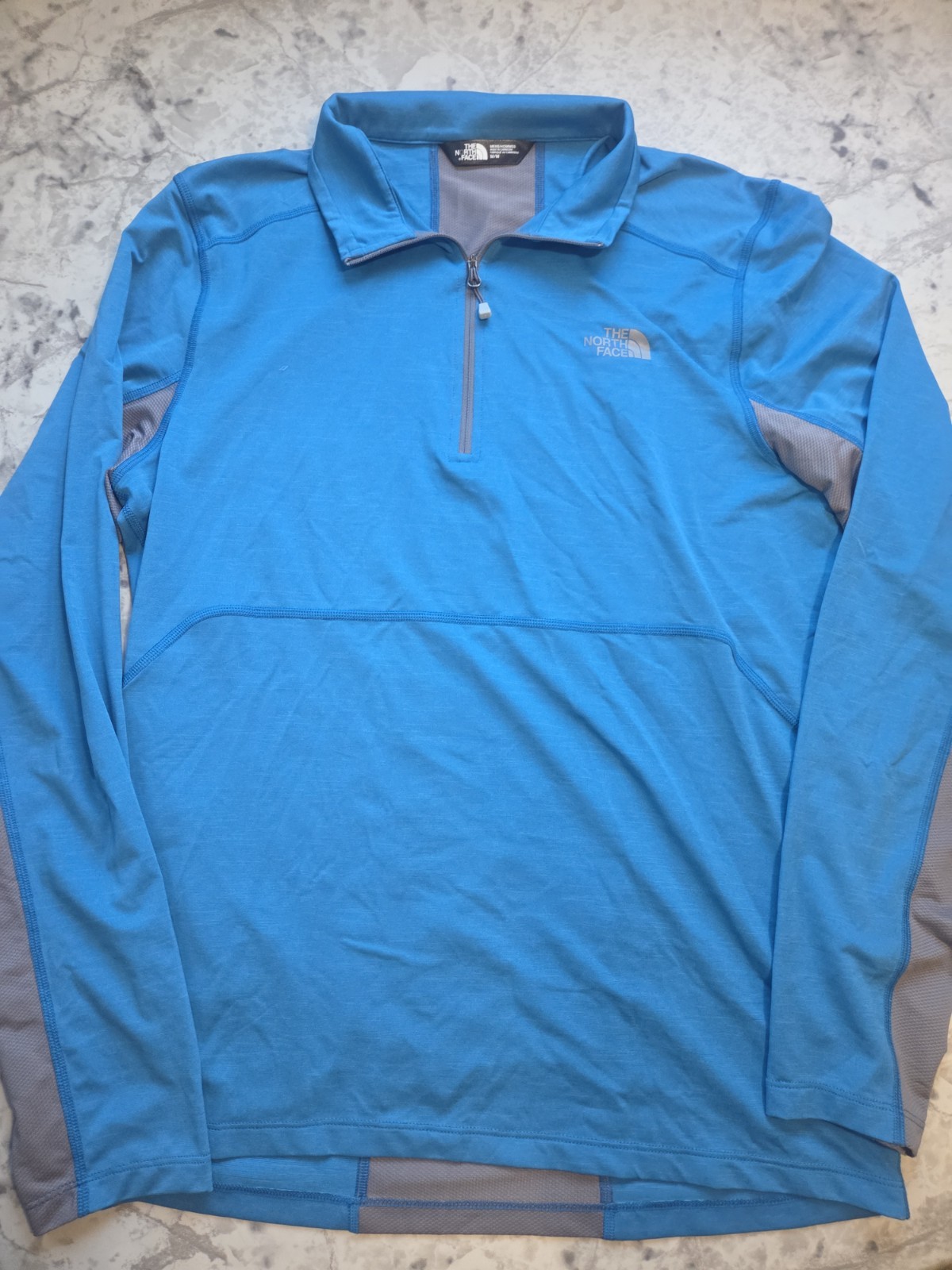 North Face Shirt Mens Medium Long Sleeve 1/4 Zip Polo Blue Pullover Lightweight
