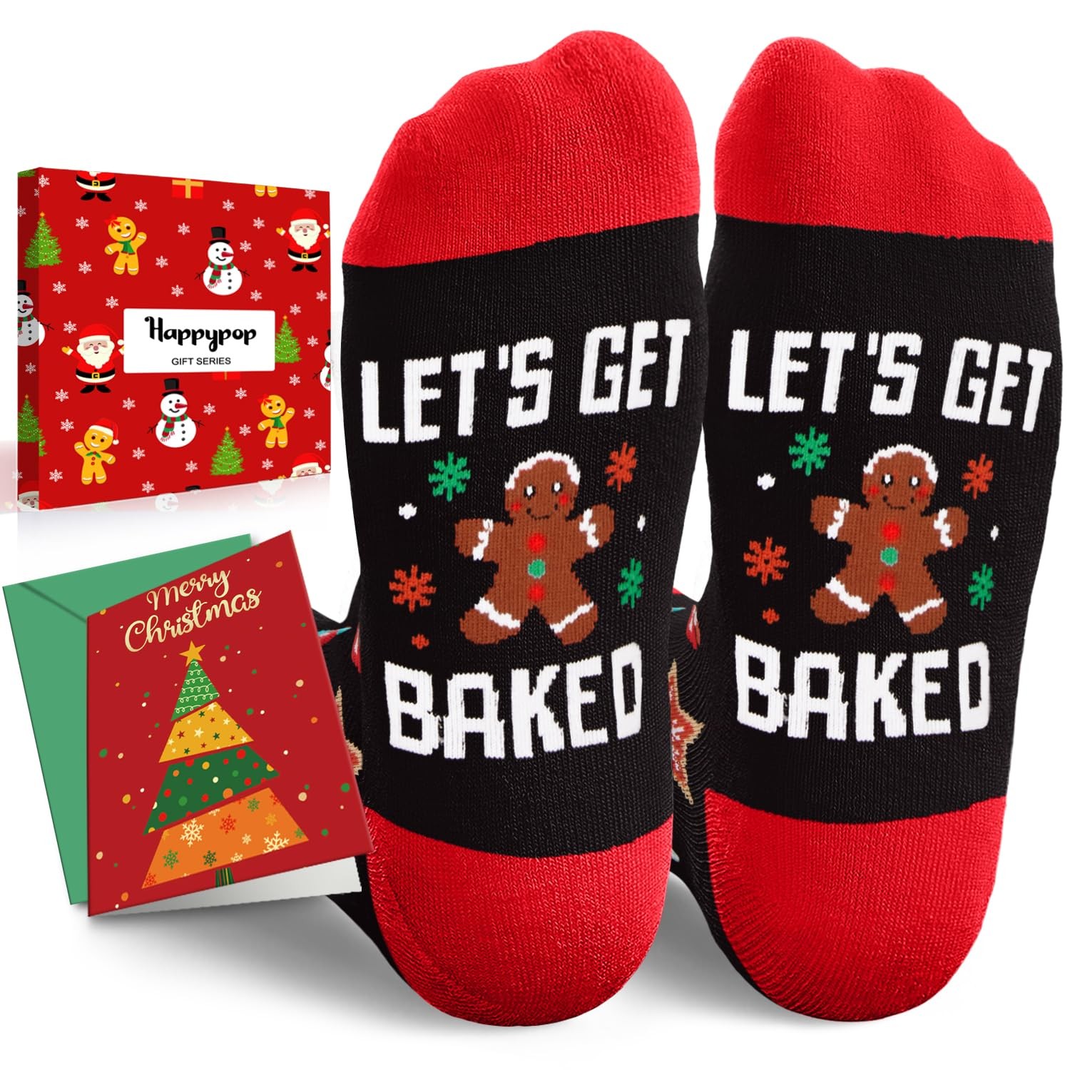 HAPPYPOP Christmas Gifts for Men Women – Gingerbread Cookie Socks, Xmas