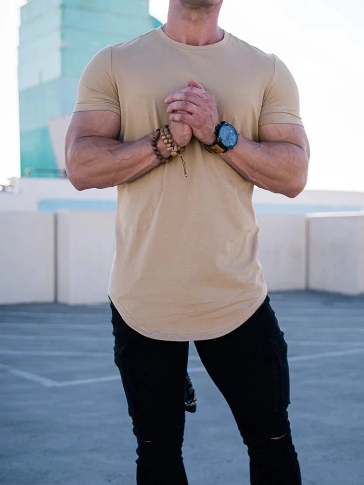 Men Muscle Fitness Workout Shirt Summer Cotton Gym Sport Tee Tshirt Top Fun Gift