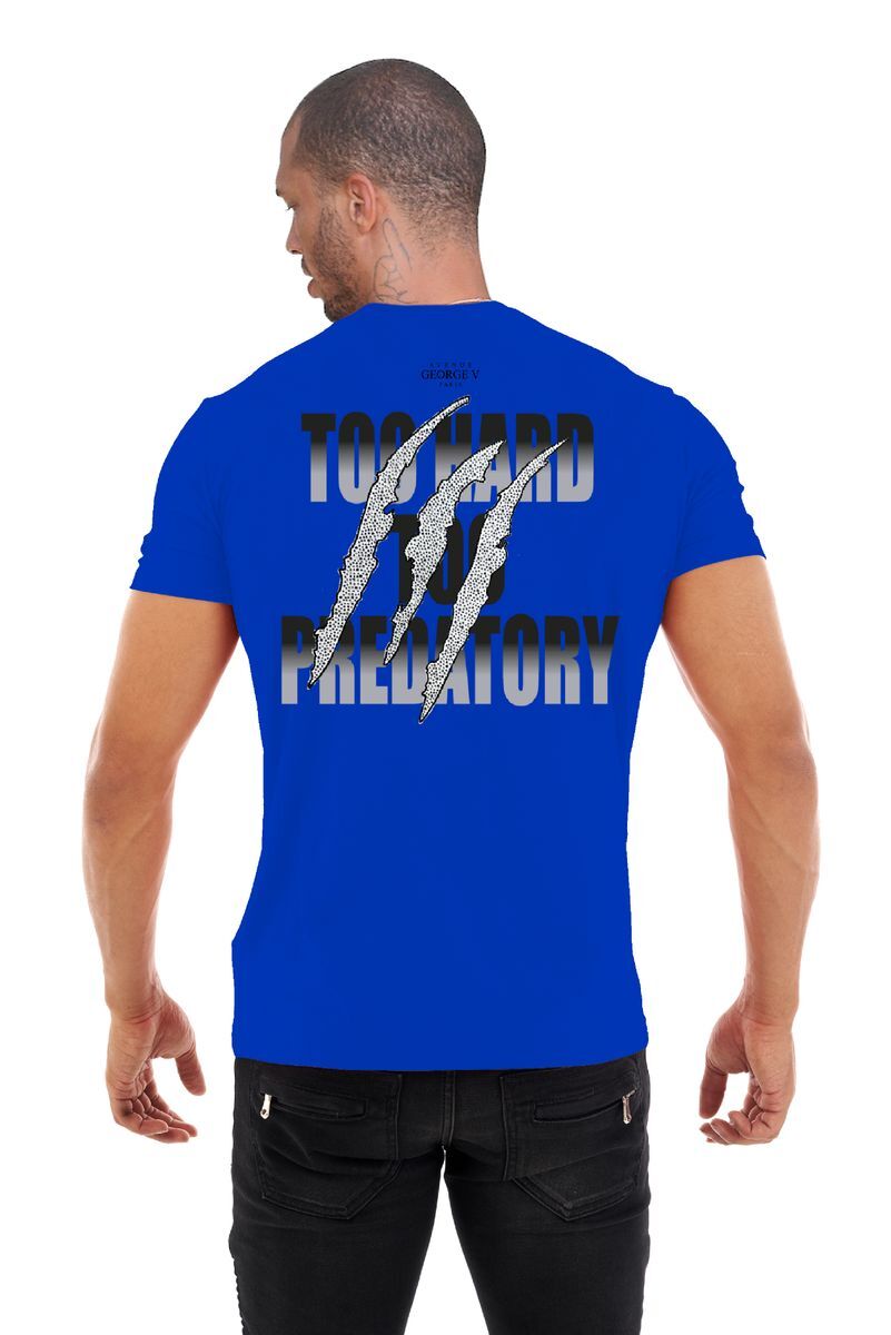 Avenue George V Paris T-Shirt Royal Wolf Rhinestone Men’s Sax Blue Tee Shirt