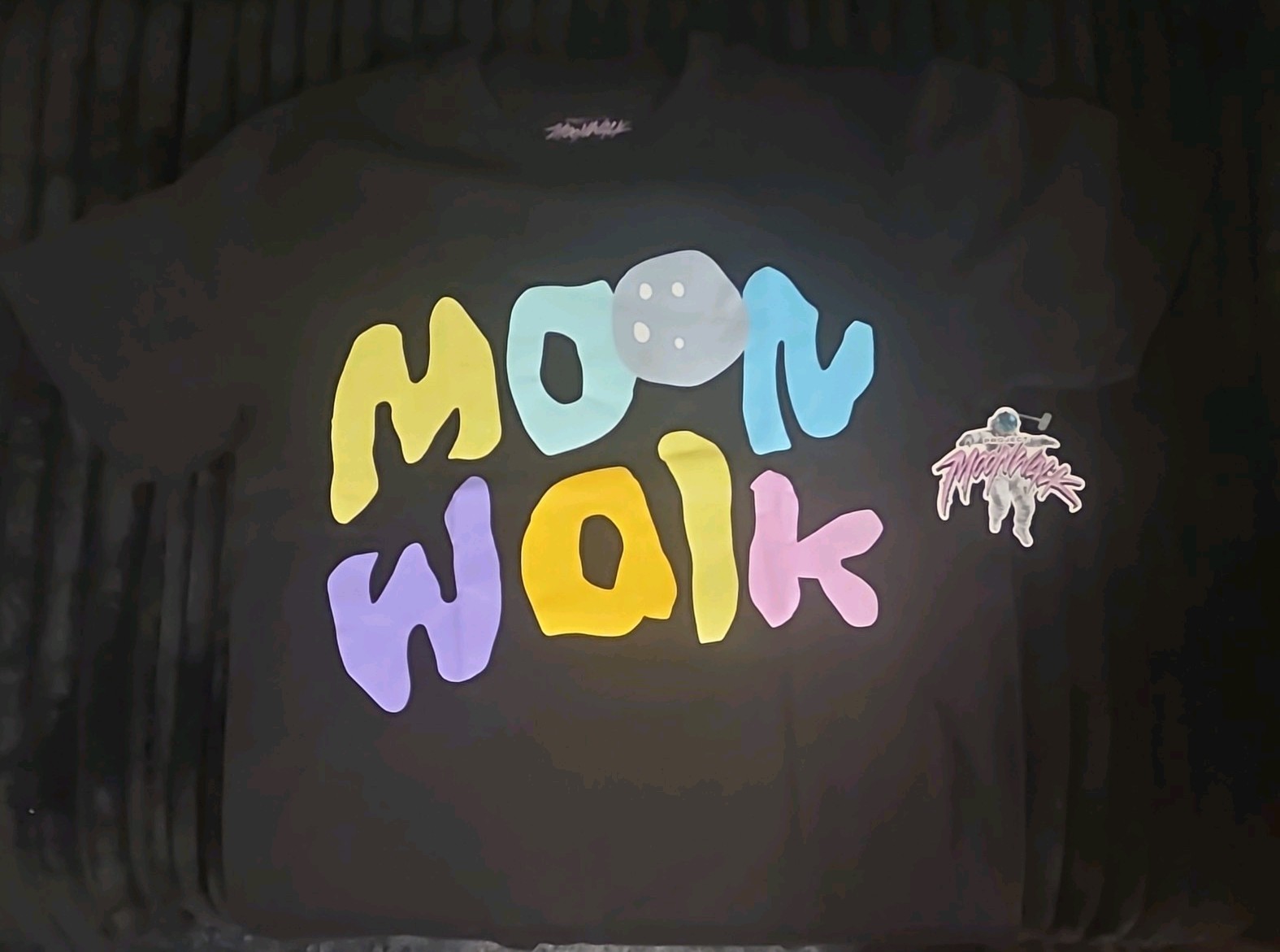 Project Moonwalk Men’s Large Black Space Graphic Print T-Shirt Regular Fit
