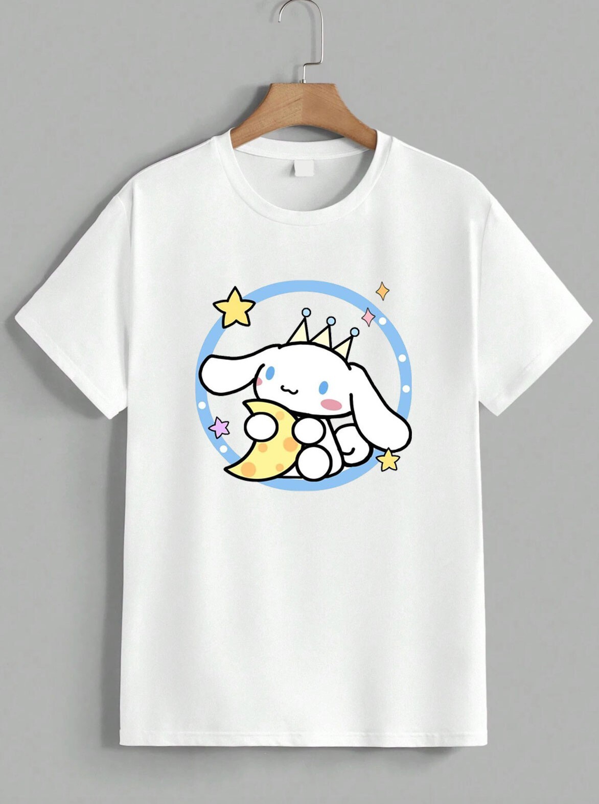 Cinnamoroll T-Shirt Cute Sanrio Dog Moon Stars Graphic Tee Kawaii Gift Unisex
