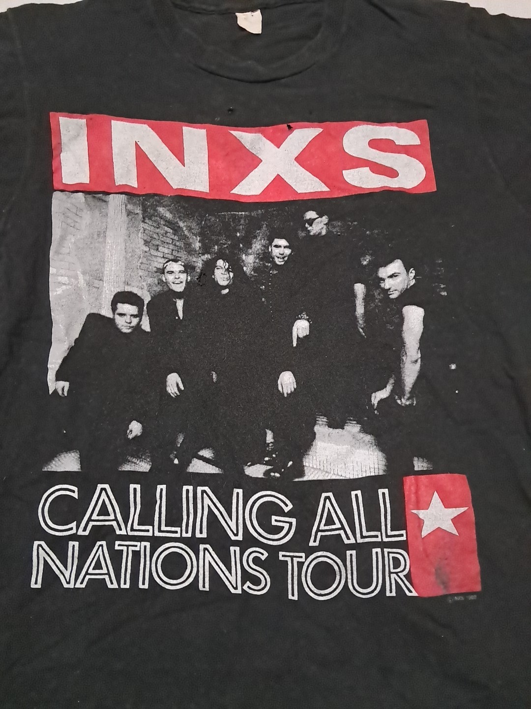 Vintage 80s INXS Calling All Nations Tour Band Shirt USA Adult M? RARE See Pics