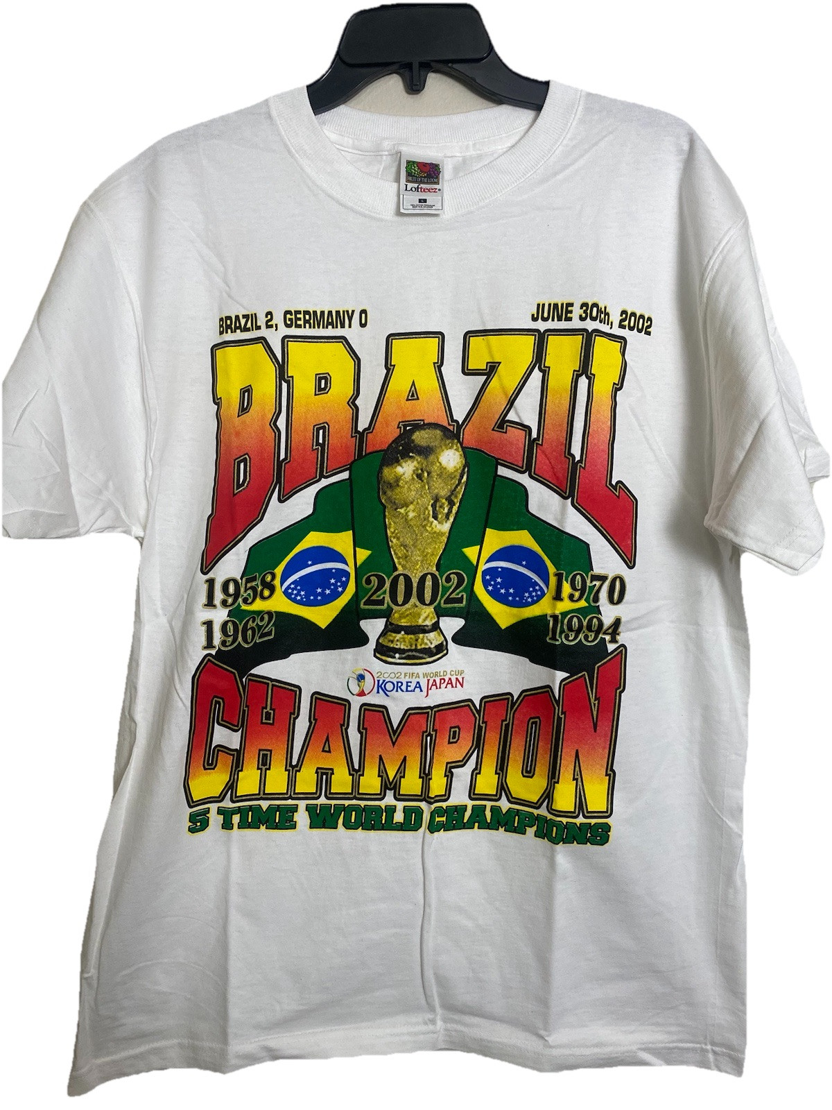 Vintage FIFA World Cup Mens Large Brazil Soccer 5 Time Champion T Shirt