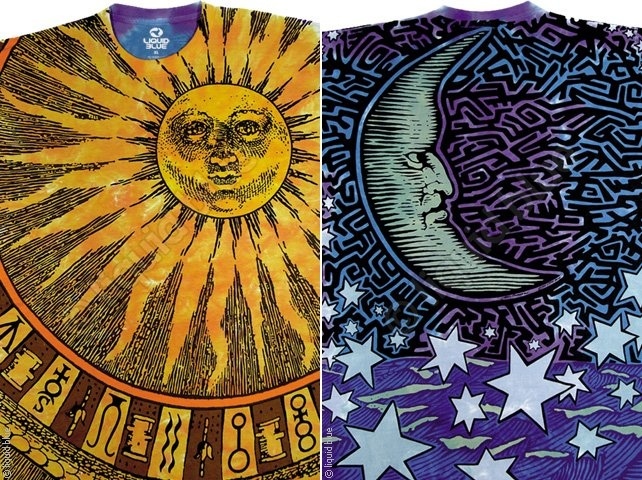 SUN MOON-Stars-2 Sided TIE DYE T-SHIRT S,M,L,XL,XXL-3X,4X,5X,6X Horoscope,UNIQUE