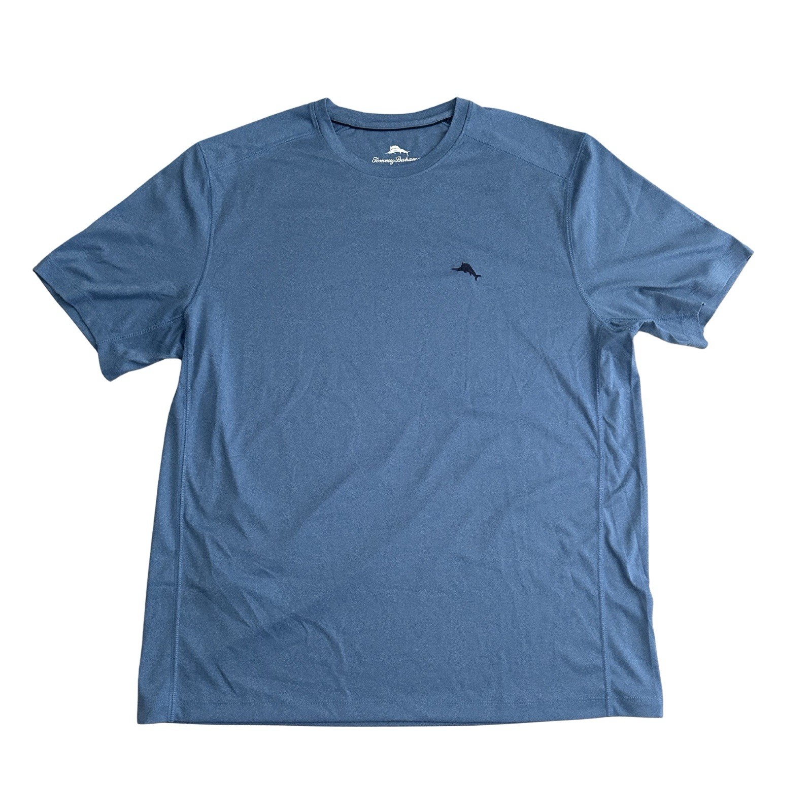 Tommy Bahama Mens Large Blue Performance Shirt Athletic Stretch Short Sleeve Tee