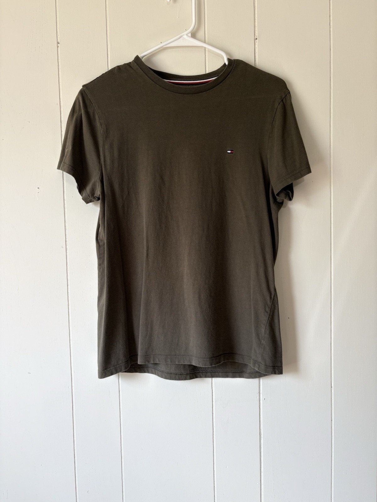 Tommy Hilfiger Mens Navy Green V-Neck Short Sleeve T-Shirt Custom Fit XS
