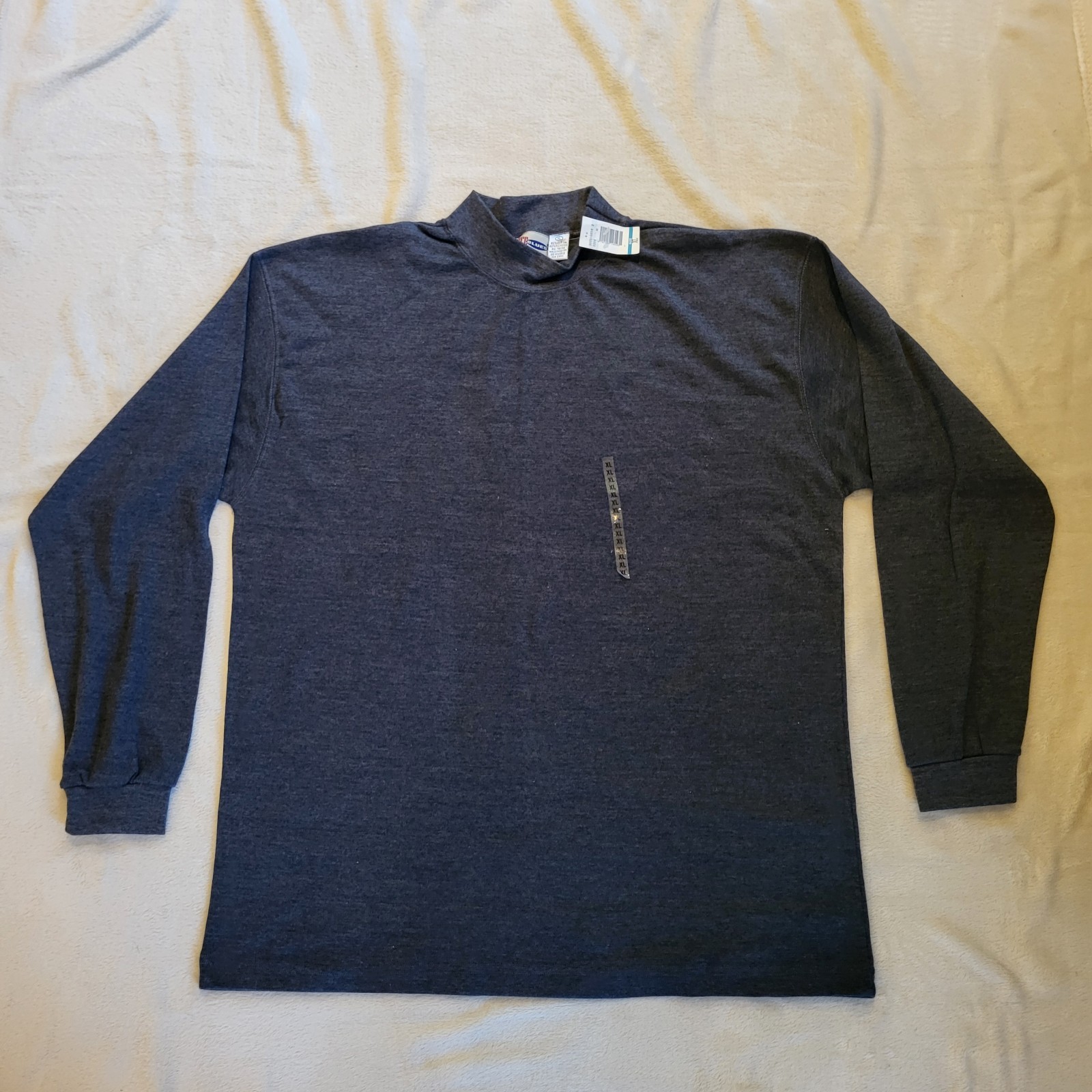 Vintage BCC Blues Navy Blue Long Sleeve T-Shirt, XL, High Neck, Cuff Sleeves