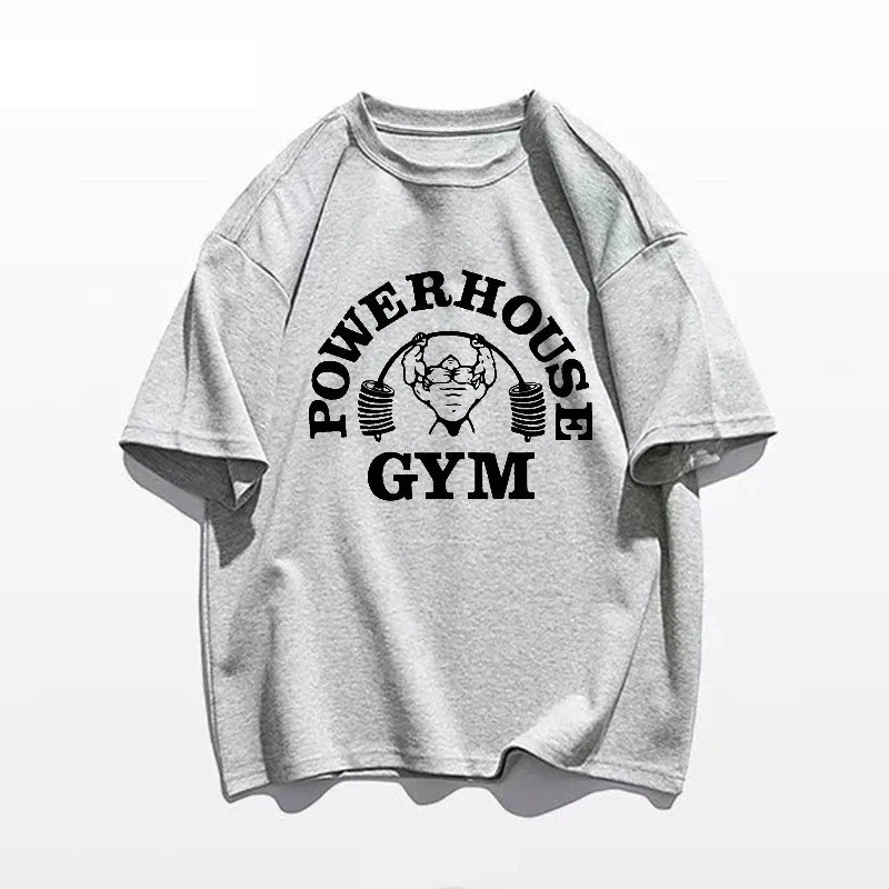 Men T-shirts Fitness Bodybuilding Cotton Shirt Oversized Rag Gym Sport Muscle.