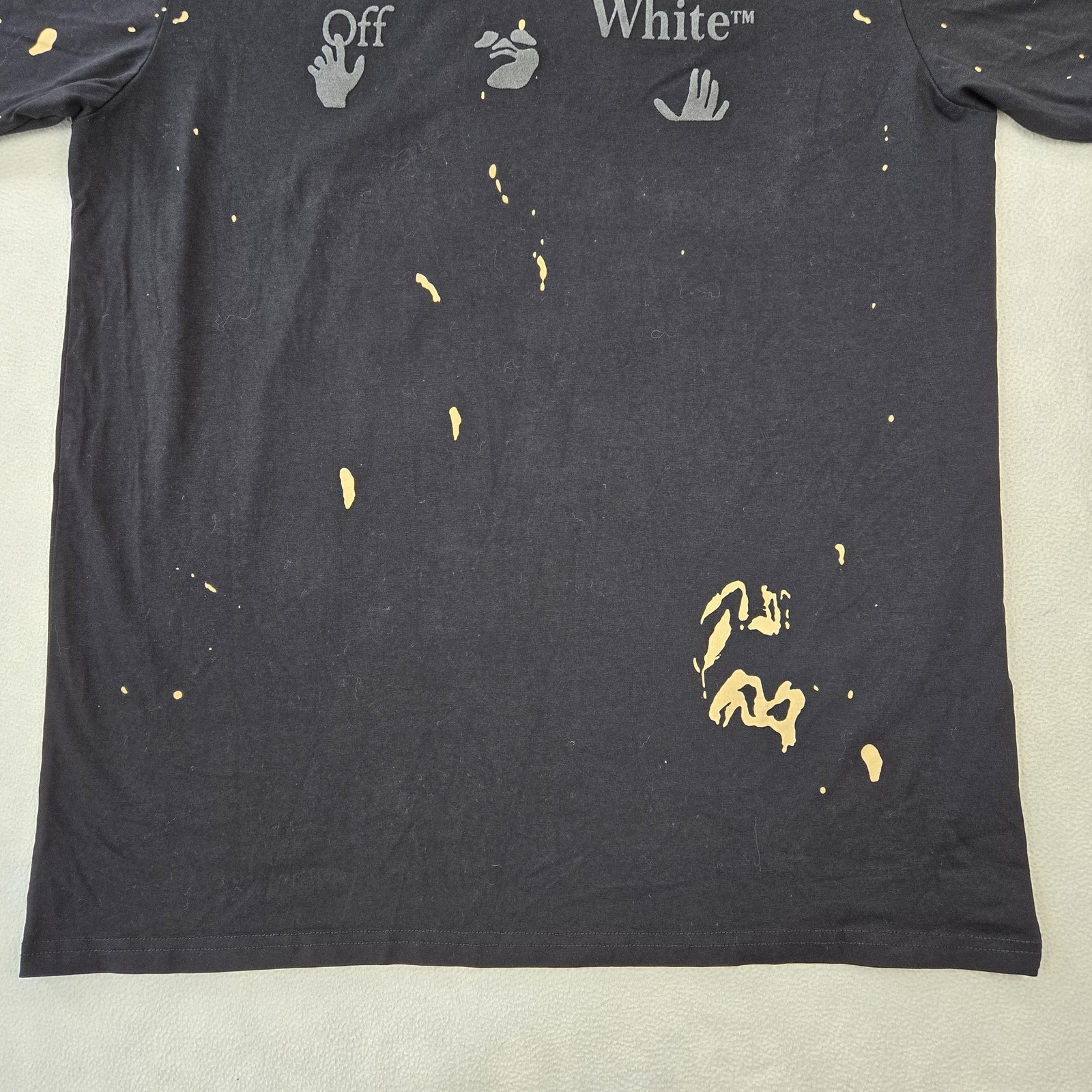 Off-White Shirt Mens 2XL Black Paint Splatter Arrow Back Graphic Tee Streetwear